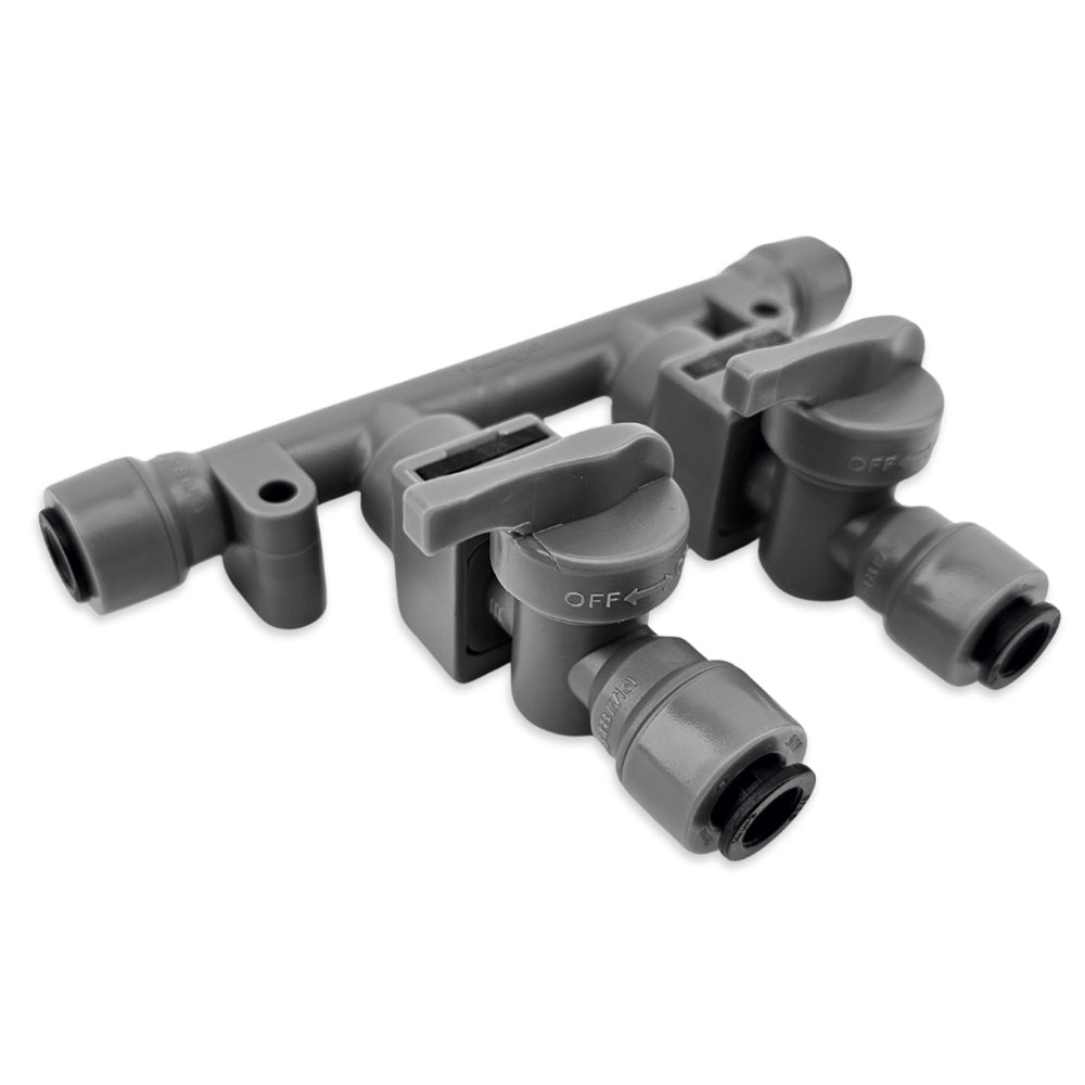 8mm (5/16) duotight x 2 Way Manifold with Check Valves & Isolation Valves