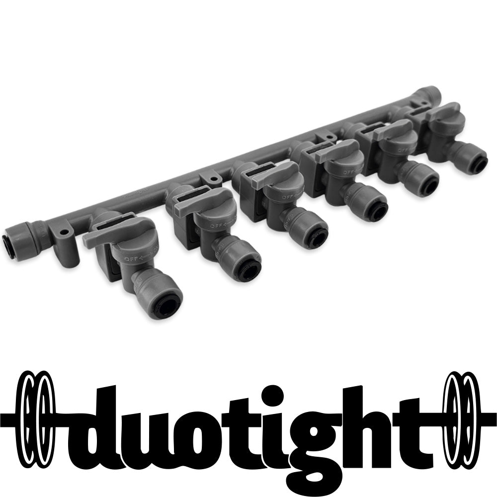 The duotight 8mm 6 way manifold is complete with mounting capabilities out of the box using button head screws. But if you're going to mount it on a kegerator, we would suggest using the duotight 8mm adhesive brackets (no drilling required)