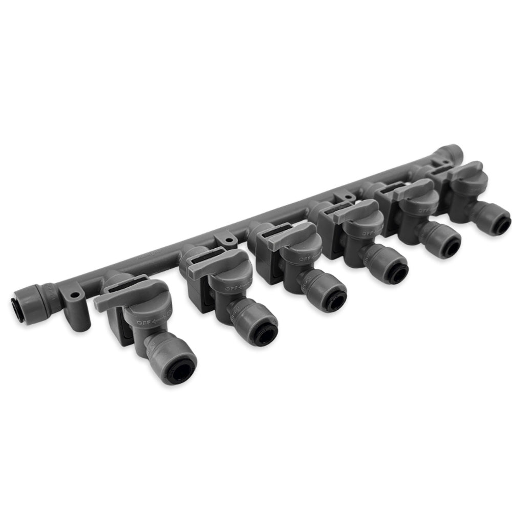 The duotight 8mm 6 way manifold is complete with mounting capabilities out of the box using button head screws. But if you're going to mount it on a kegerator, we would suggest using the duotight 8mm adhesive brackets (no drilling required)