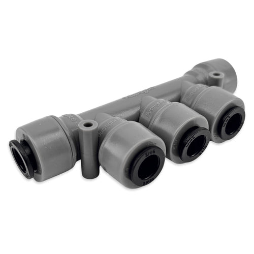 This particular duotight tee saves on space and purchasing multiple generic equal tee's when setting up a 4 tap Kegerator, or if you simply want to plumb up to four liquid or gas lines from one source.