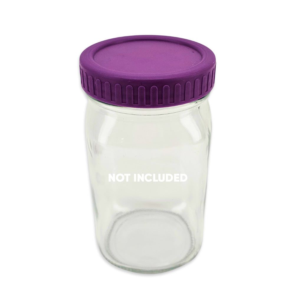 Purple Haul Wide Mouth Leakproof Lids feature a 1-piece, screw-on design that is leak-proof, airtight, freezer-safe and top rack dishwasher-safe.