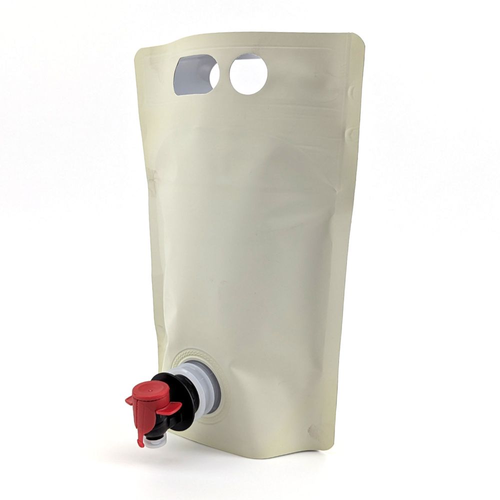 1.5L Blank Eggshell Stand Up Bladders with Tamper Sealed Tap (Pack of 5)