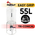 55L tri-conical fermenter with 'Easy Grip' feature and FermZilla branding on a white background.