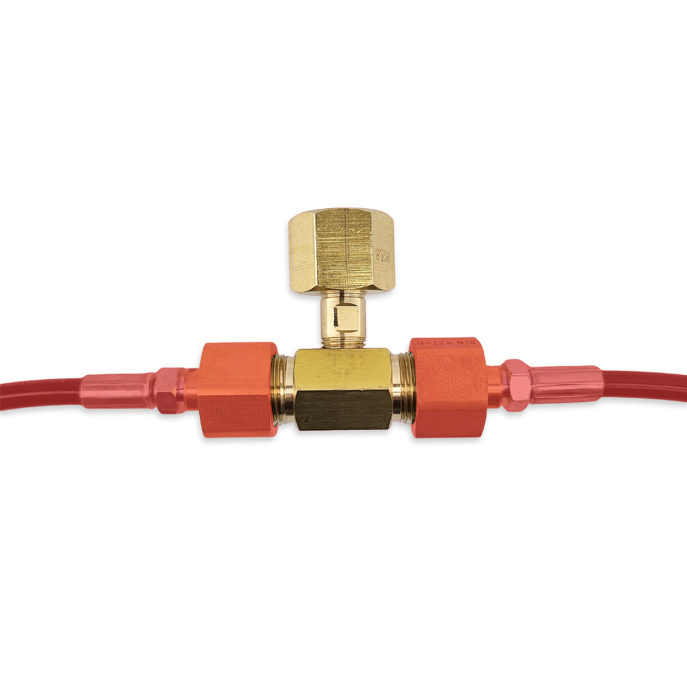 Type 30 Hose Tee Splitter with High Pressure Hose Extensions.