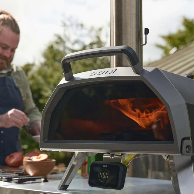 Ooni Connect Digital Temperature Hub in use with pizza oven