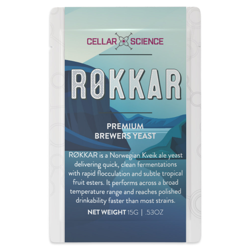 CellarScience ROKKAR Ale Yeast - Packaging Front - A rapid fermenting strain with a subtle tropical ester profile that can be enhanced by fruit-forward hops. 