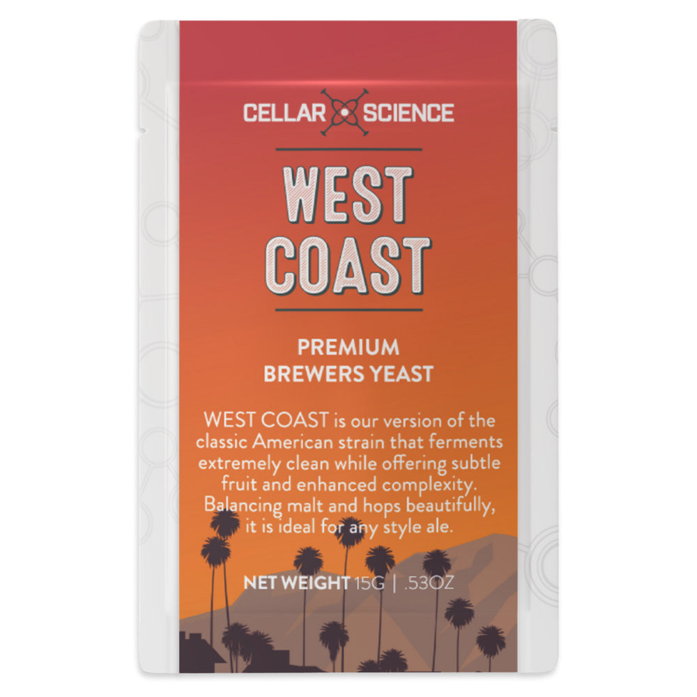 CellarScience West Coast Ale Yeast 15g Sachet - Delivers the same clean, dependable performance as CALI, with just a trace of fruit character that lends a quiet depth to the final beer. 