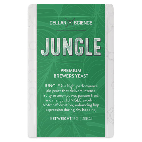 CellarScience Jungle Ale Yeast 15g Sachet - A high performance ale yeast strain that specializes in massive fruity esters. It produces a distinct guava, passion fruit and mango aroma.
