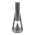 Close up of a grey plastic wort aerator used for homebrewing and aeration through liquid transfers.