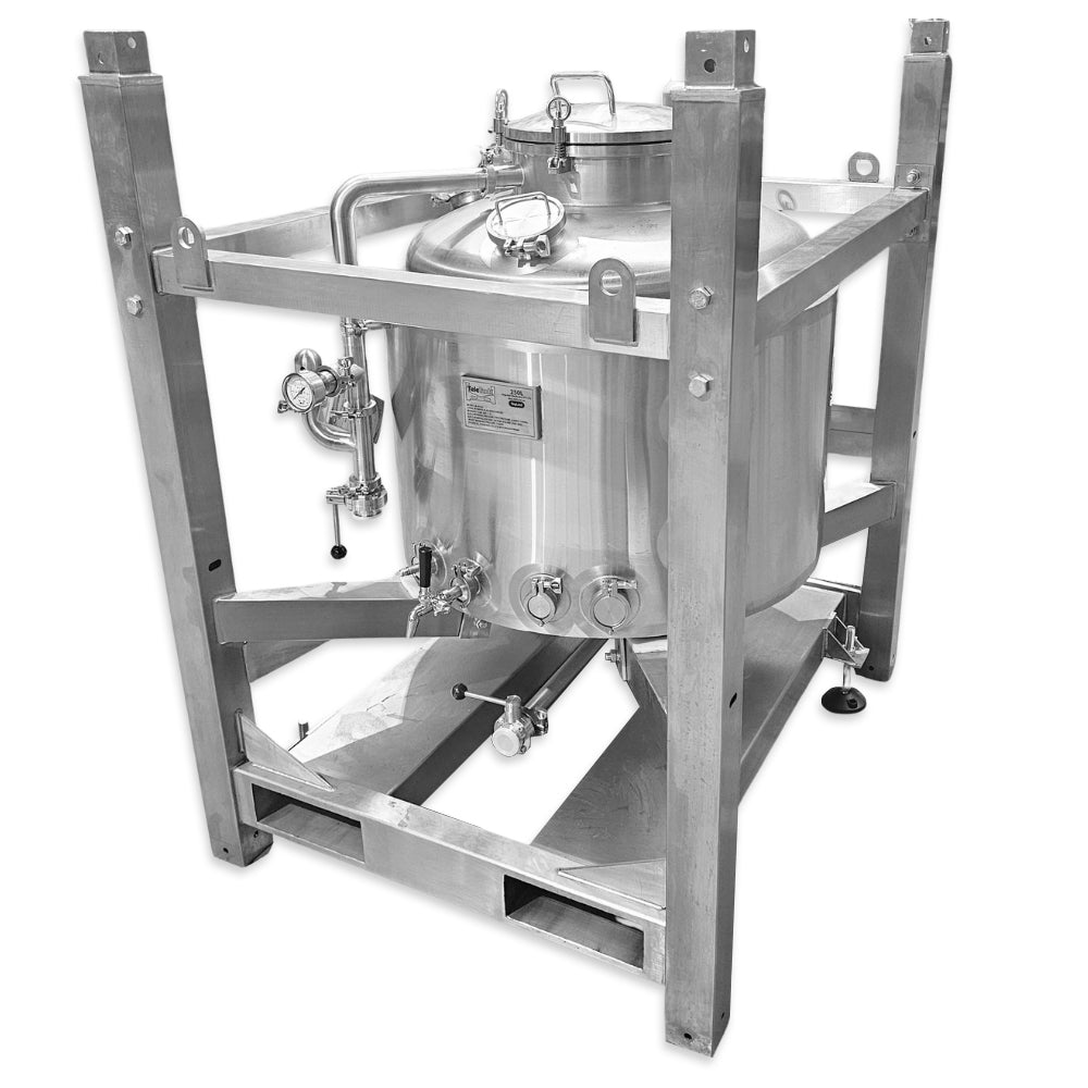 Side on profile of 250L TeleTank Bright Tank or Mixing Vessel.