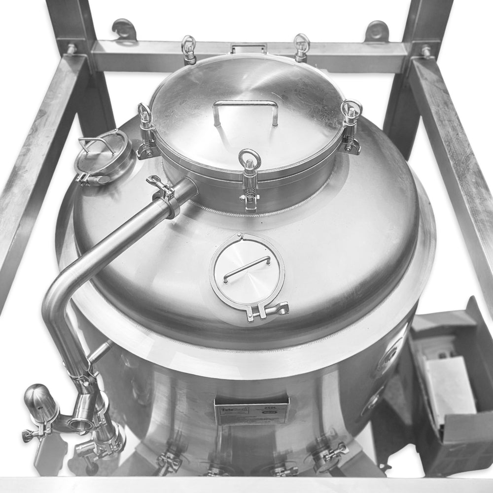 Top view of 500L TeleTank - Bright or Mixing Tank. Mammoth opening.