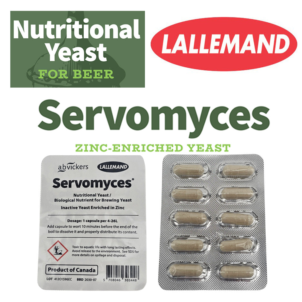 Lallemand Servomyces nutritional yeast packaging with branding and product details.