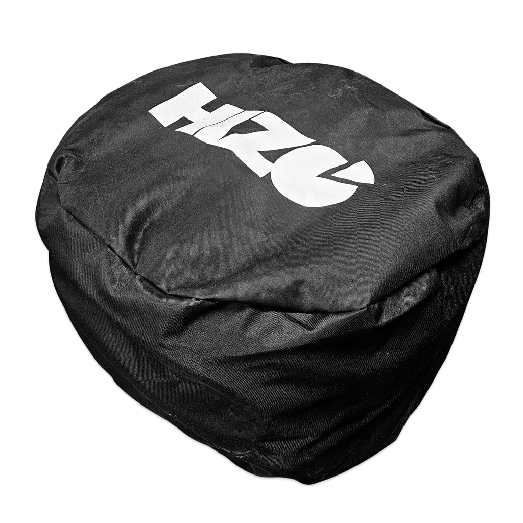 A black circular protective cover with a large white 'HZC' logo printed on top, shown against a plain white background.