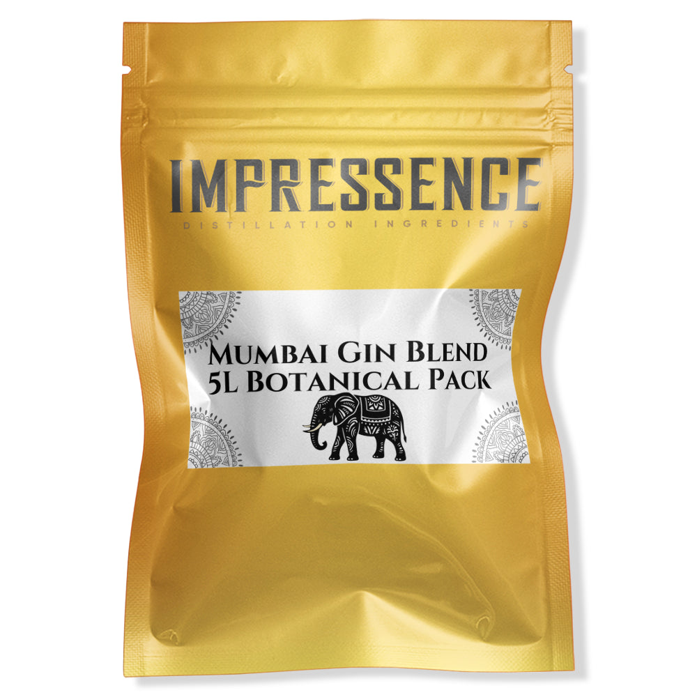 Impressence golden pack, with an elephant on the label 5L Botanical Pack to make Bombay Style Gin