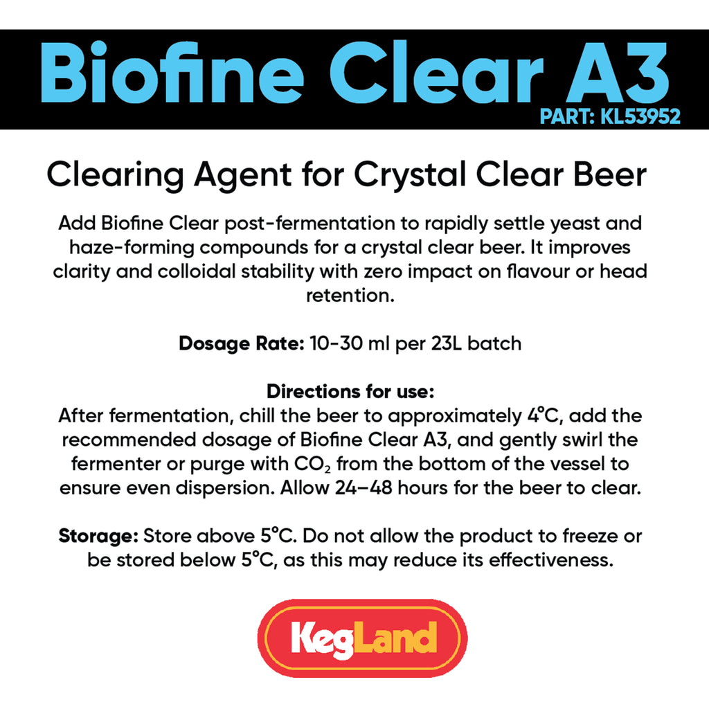 Biofine Clear A3 - 500ml label