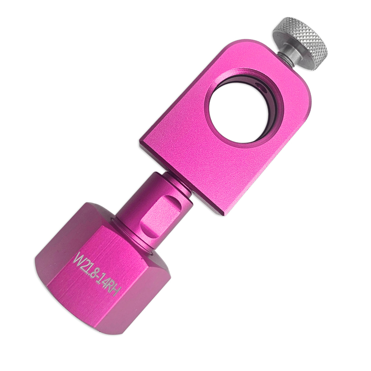 Close up of the KegLand SodaStream quick disconnect refill adaptor with a W21.8-14RH  (Type 30) Connection.
