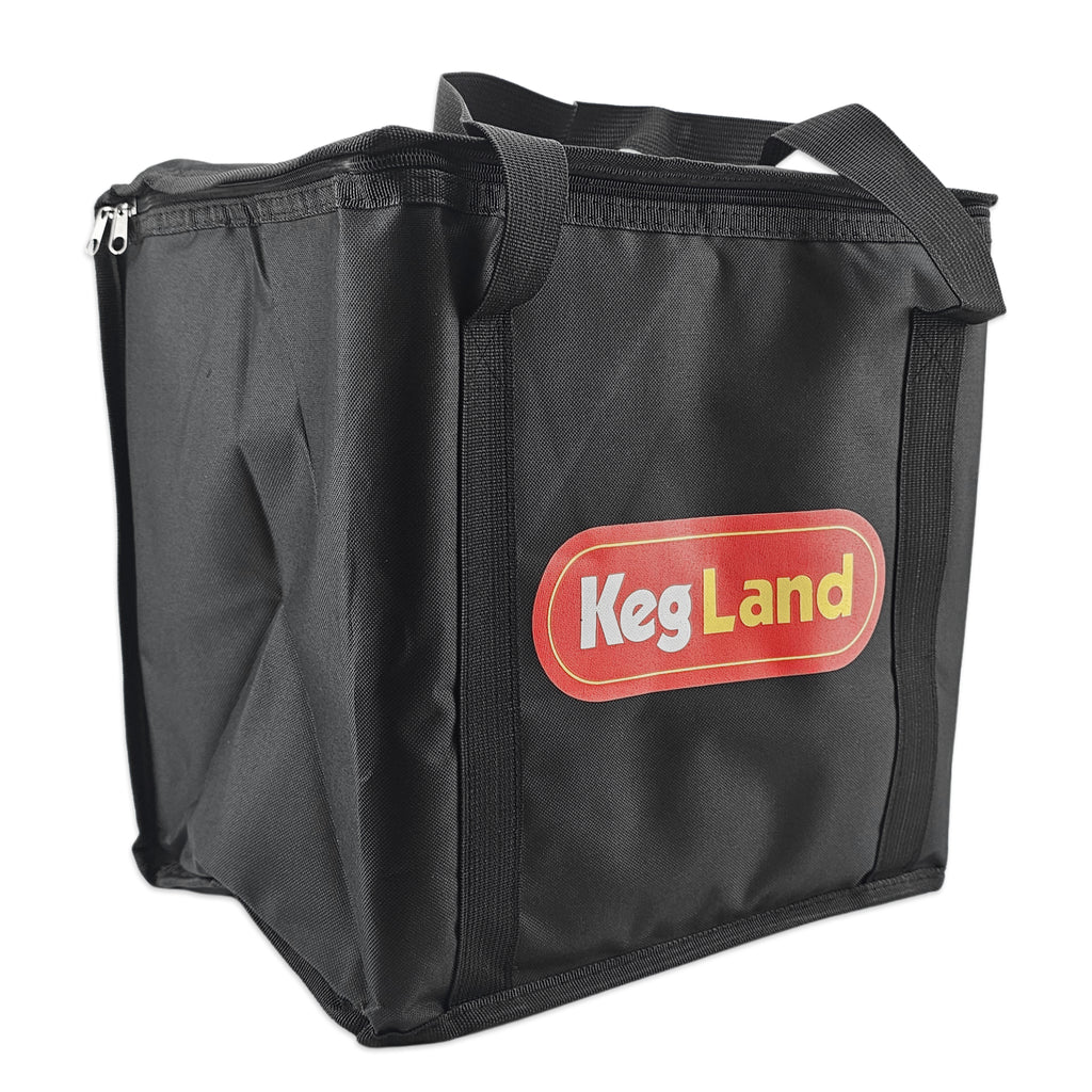 KegLand Branded Insulated Shopping Bag in black with two zippers.