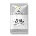 A single foil packet of Vinka Sour Apple Frozen Cocktail Mixer on a clean white background.