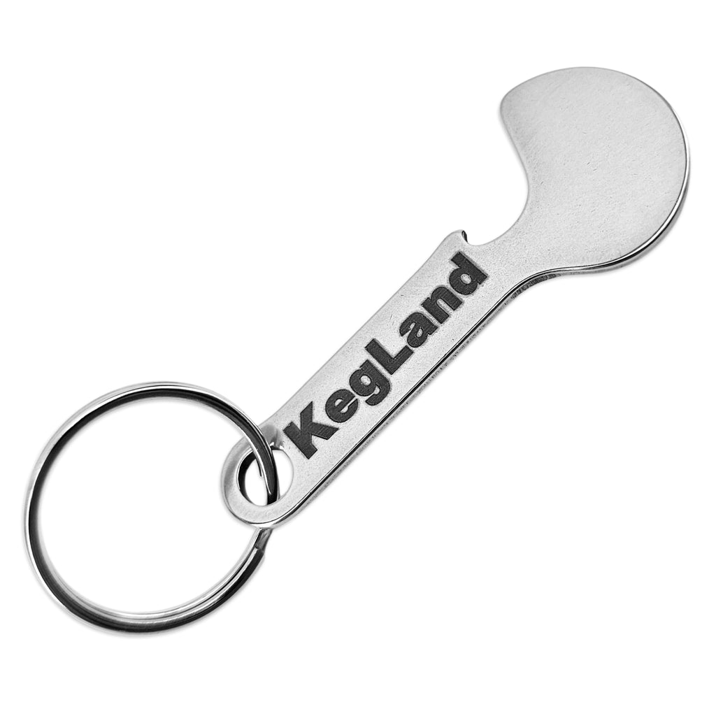 KegLand Trolley Token Bottle Opener with split key ring.