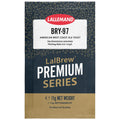 Lallemand Bry-97 American West Coast Ale Yeast in LalBrew Premium Series packaging, featuring a dark navy blue and gold design with a white label.