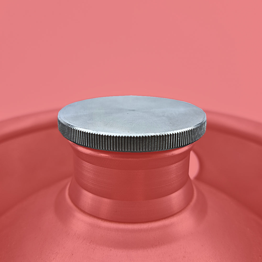 Mini Keg Lid Screwed into Stainless Steel Keg