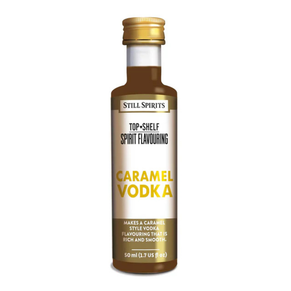 Still Spirits Top Shelf 50ml spirit flavouring - Makes 2.25L of caramel vodka spirit.