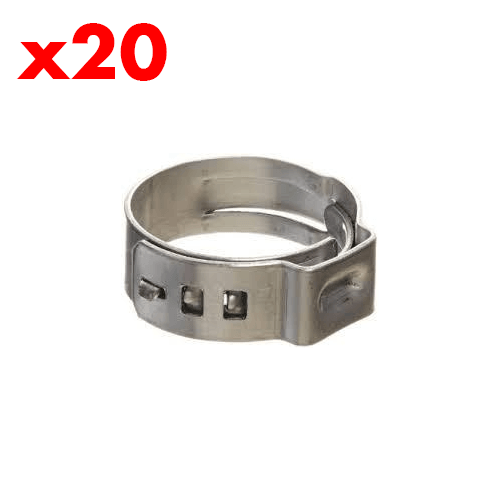 Bag of 20 x 12.8mm S.S. Stepless Clamps(suit 10.5-12.5mm OD) - KegLand