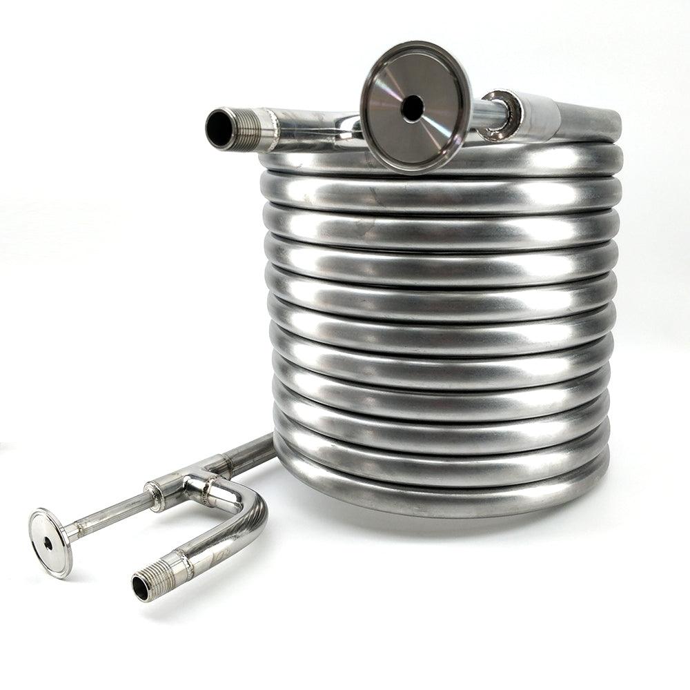 Coolossus Gen2 - Passivated Stainless Steel Counter Flow Chiller with 1.5' Tri Clover Wort Lines - 1/2' Water Line ( 9.5m Long) - KegLand
