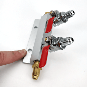 2 Output / 2 Way Manifold Gas Line Splitter with Check Valves (1/4 ...