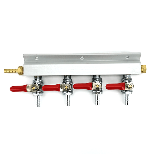 4 Output / 4 Way Gas Line Manifold Splitter with Check Valves
