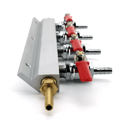 4 Output / 4 Way Gas Line Manifold Splitter with Check Valves
