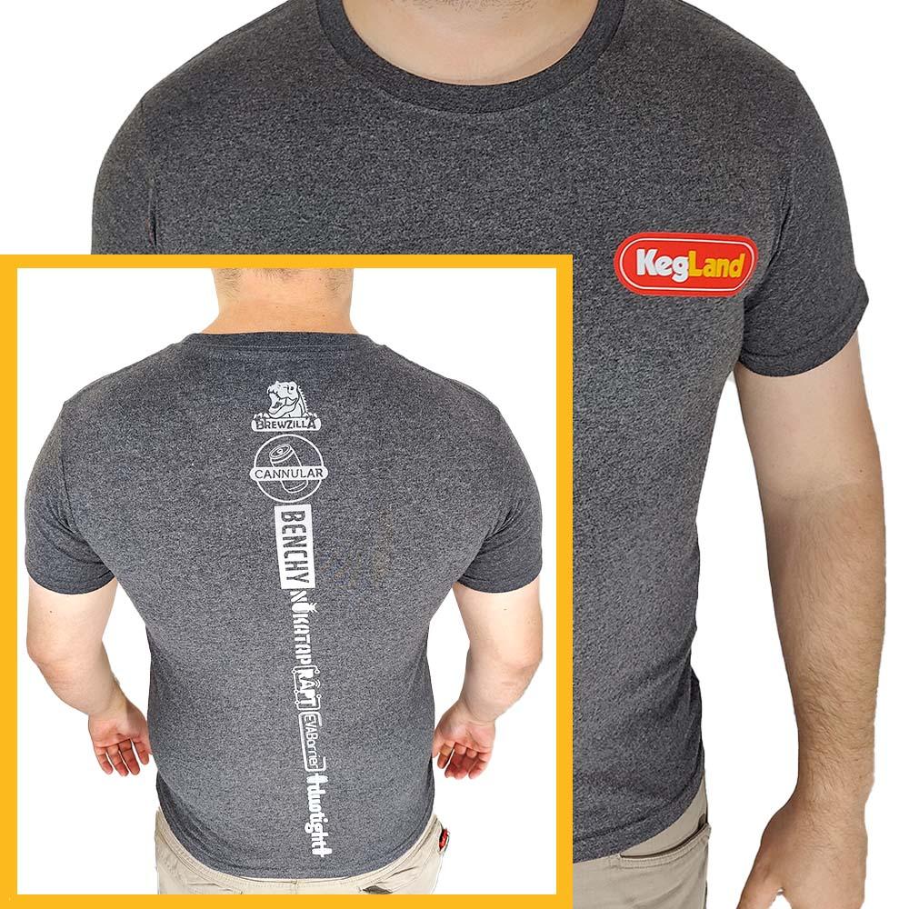 KegLand Striped Logo T-Shirt in Dark Grey - KegLand