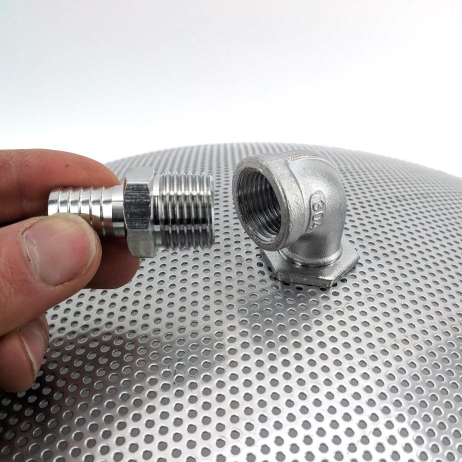 S.S False Bottom 30cm (1 x 1/2'' Stainless elbow bend, 2 x 1/2'' Stainless nut & 13mm barb) - KegLand