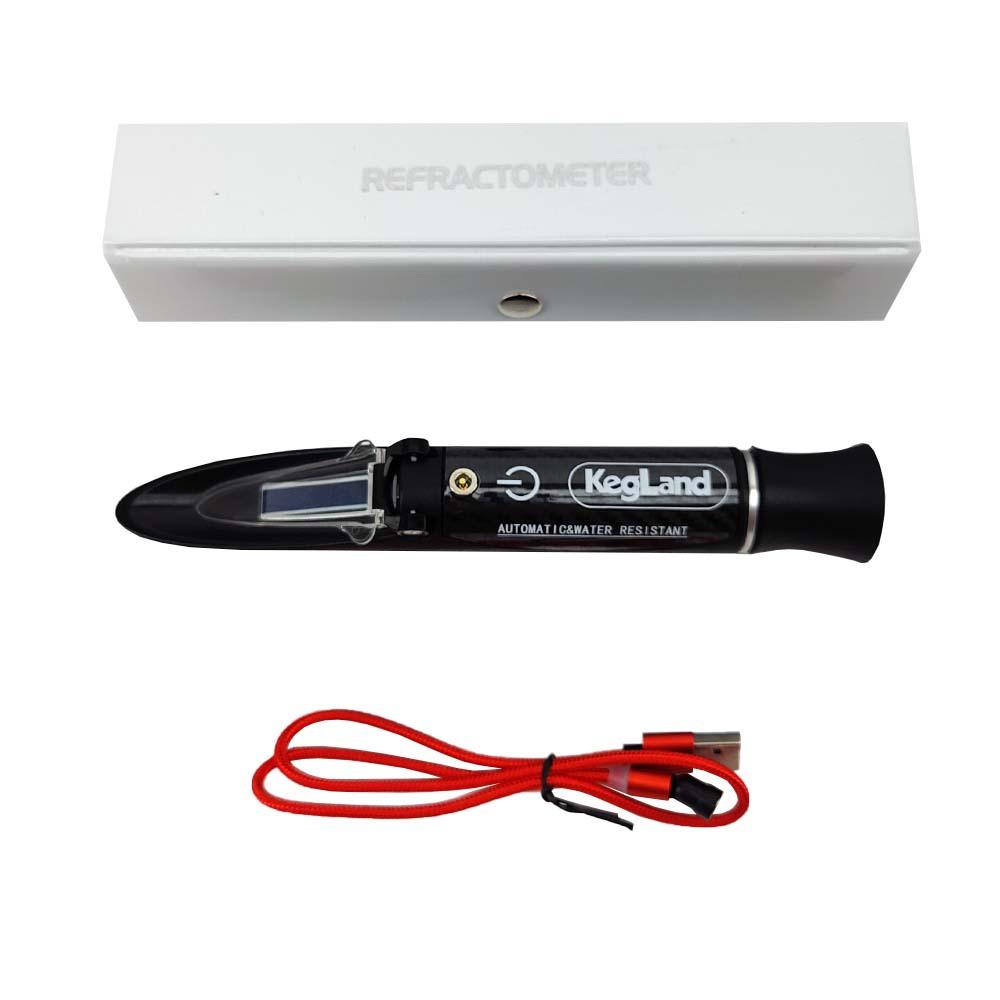 Saber LED Refractometer - Water Resistant - Three Scale (incl Case, Charging Cable) - KegLand